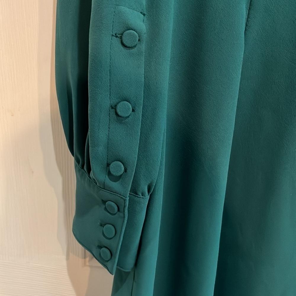 J. Crew Jade Green Long Sleeve Crepe Dress Size 6 - Picture 4 of 9